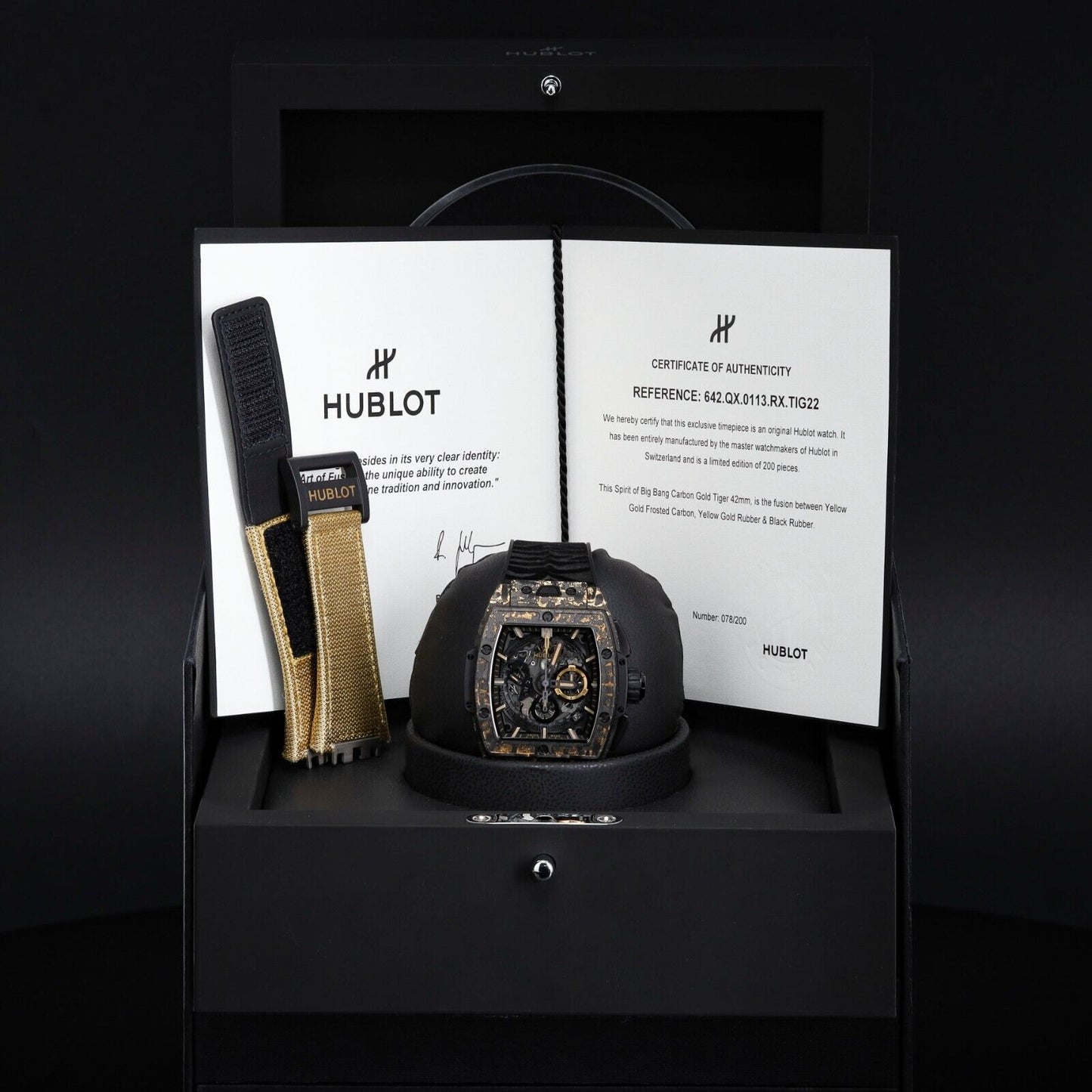 Hublot Spirit of Big Bang "Carbon Gold Tiger" Black Gold Skeleton -642.QX.0113.R