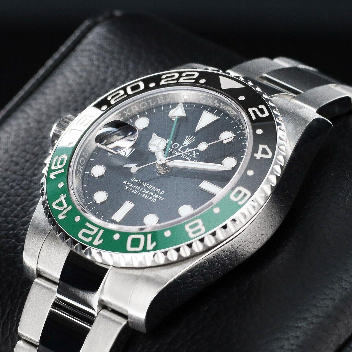 Rolex GMT-Master II Silver Oyster Bracelet with Black and Green Bezel 126720VTNR