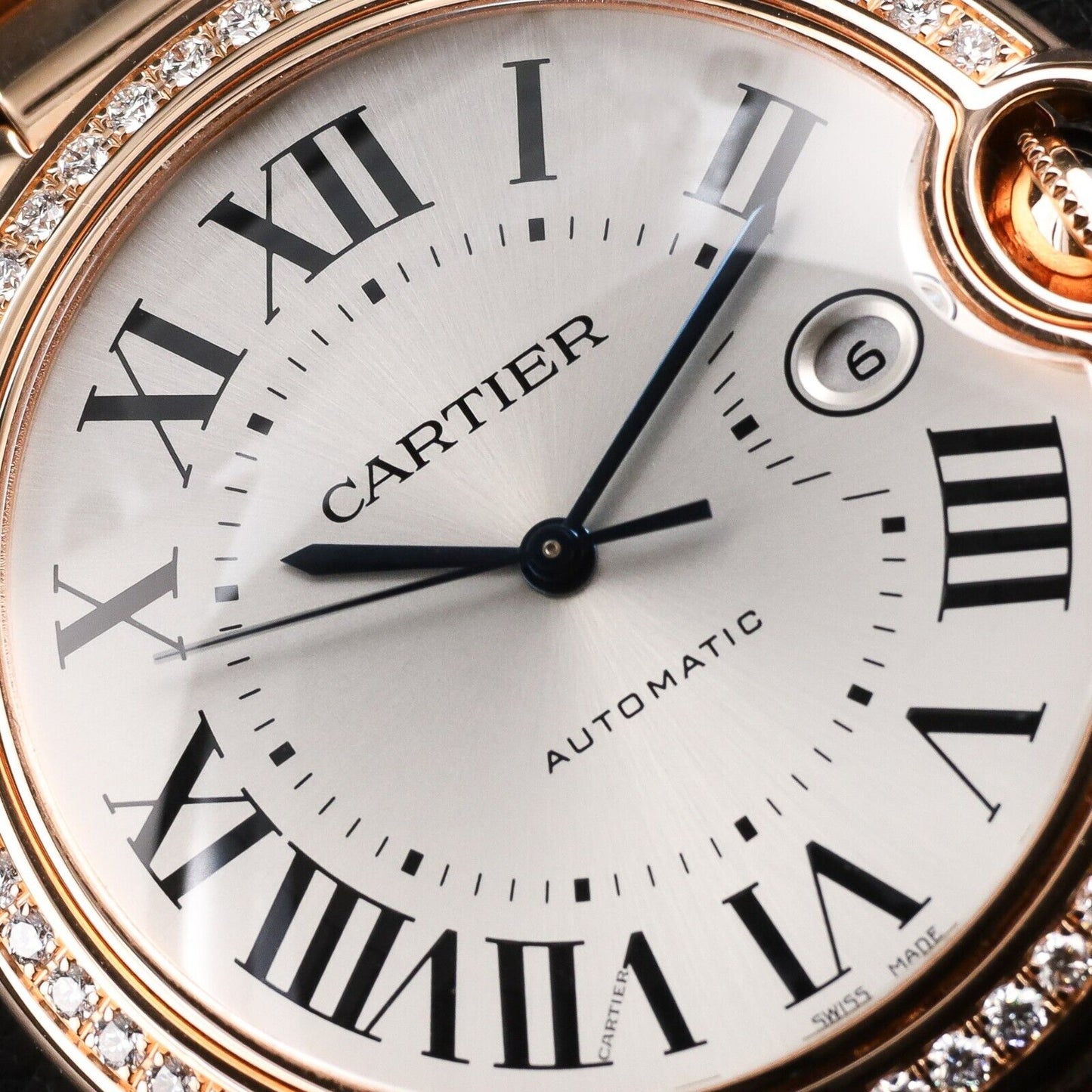 Cartier Ballon Bleu Rose Gold Diamond Bezel 42mm White Dial-WJBB0038