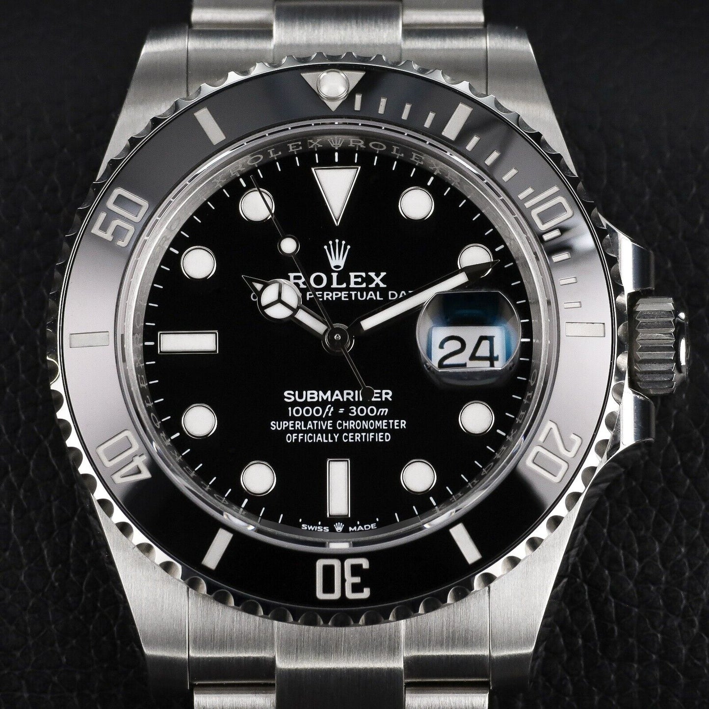 Rolex Submariner Silver Oyster Bracelet with Black Bezel-126610LN