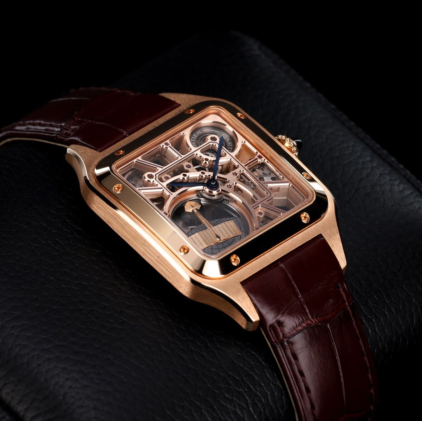 Cartier Santos 41mm Skeleton Micro Rotor Rose Gold -WHA0030