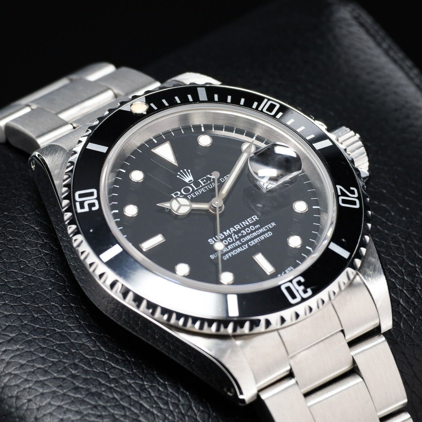 Rolex Submariner Silver Oyster Bracelet with Black Bezel- 16610