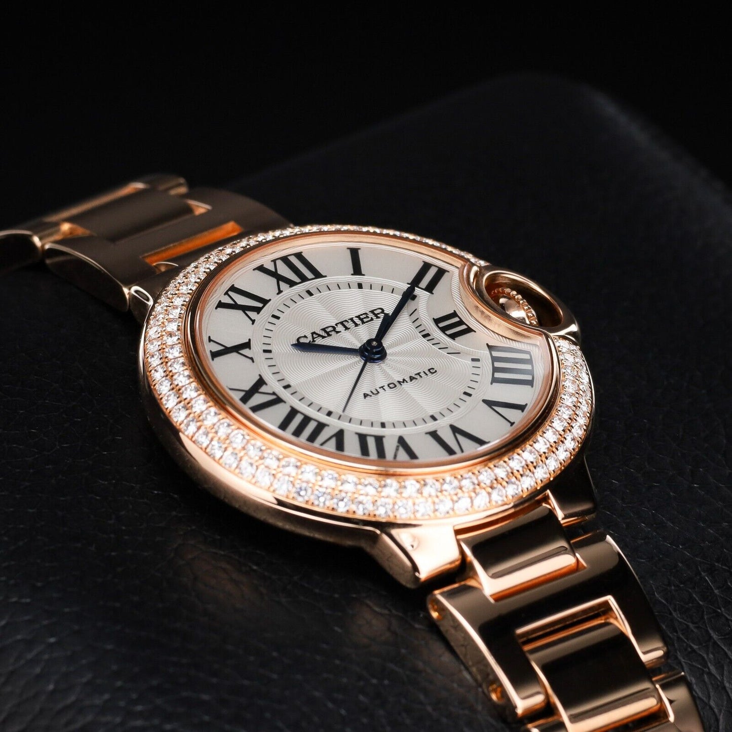 Cartier Ballon Bleu 33mm Rose Gold Silver Dial Women's Watch - WE902064