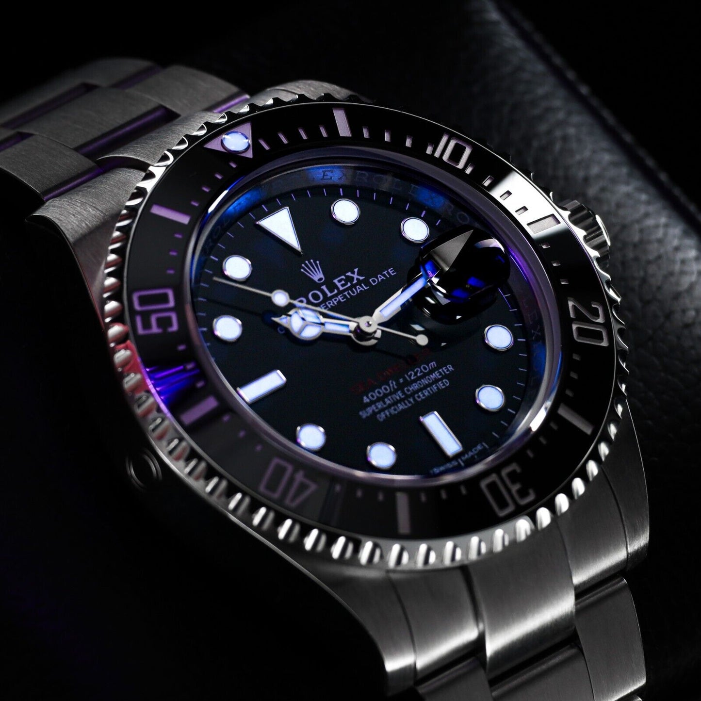 Rolex Sea-Dweller Silver Oyster Bracelet with Black Bezel-126600