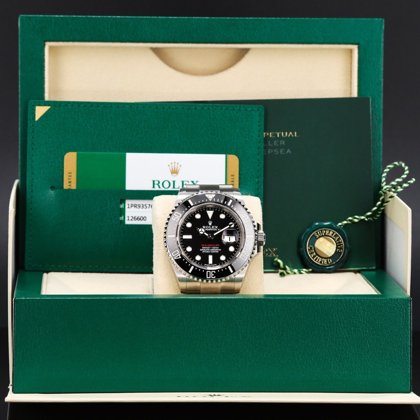 Rolex Sea-Dweller Silver Oyster Bracelet with Black Bezel-126600