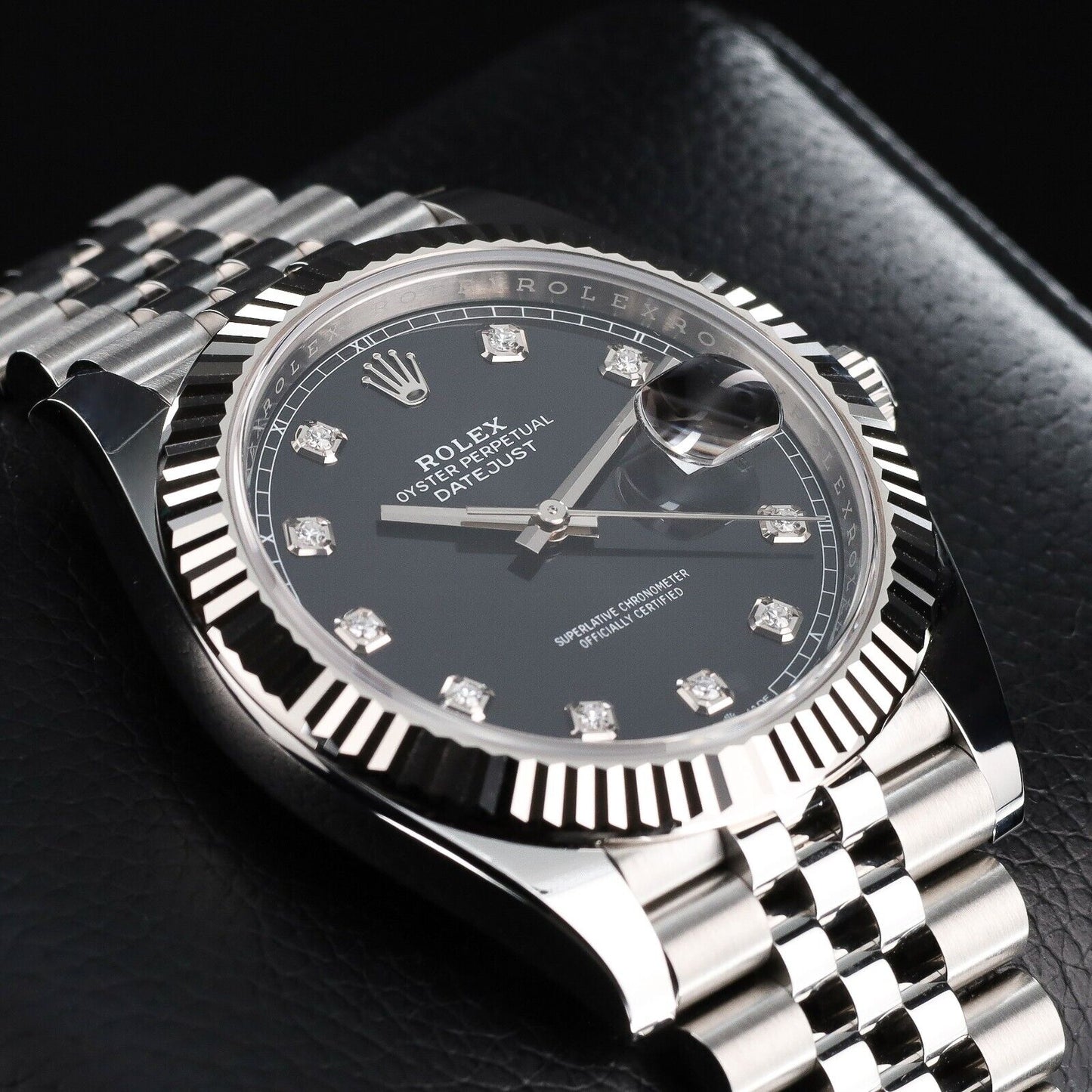 Rolex Datejust Silver Jubilee Bracelet with Black Dial-126334