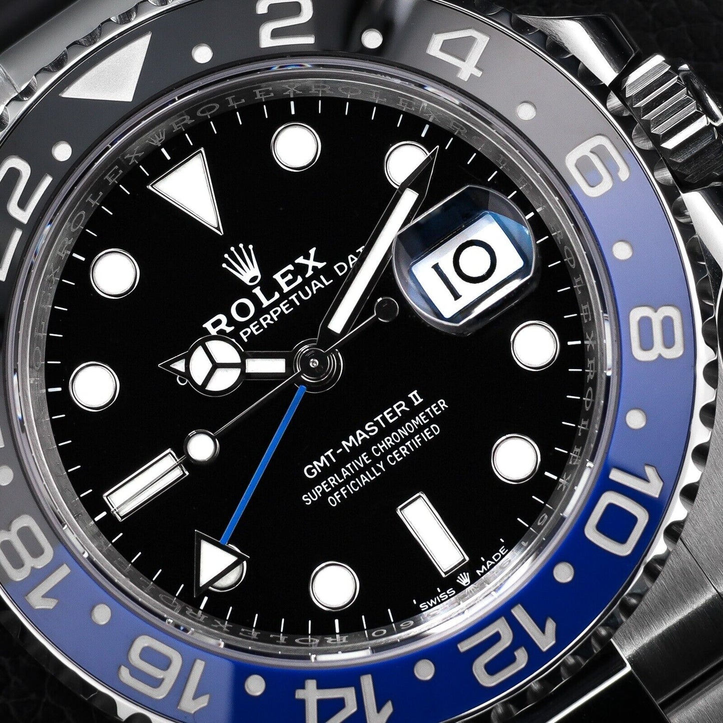 Rolex GMT-Master II Silver Oyster Bracelet with Blue and Black Bezel-126710BLNR