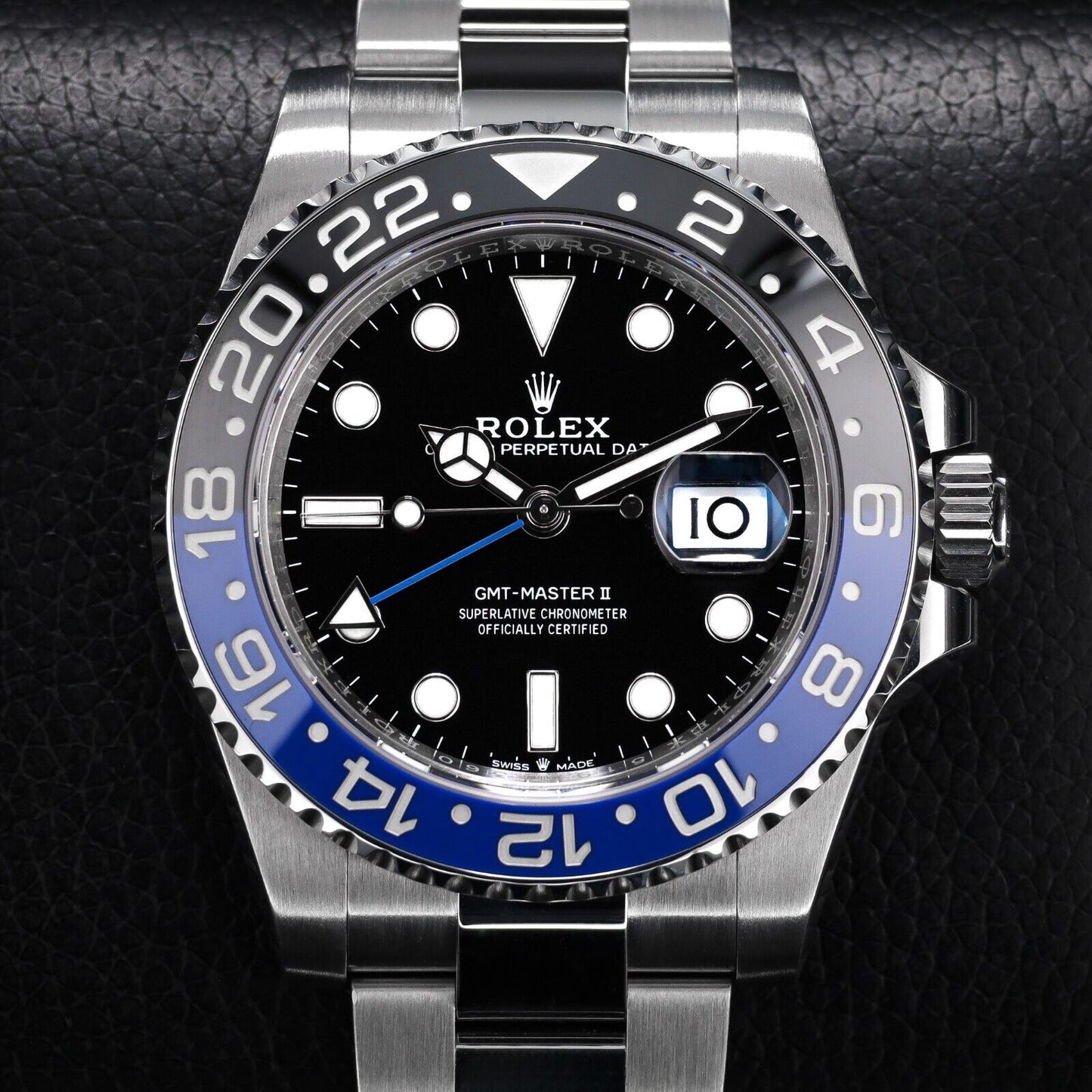 Rolex GMT-Master II Silver Oyster Bracelet with Blue and Black Bezel-126710BLNR