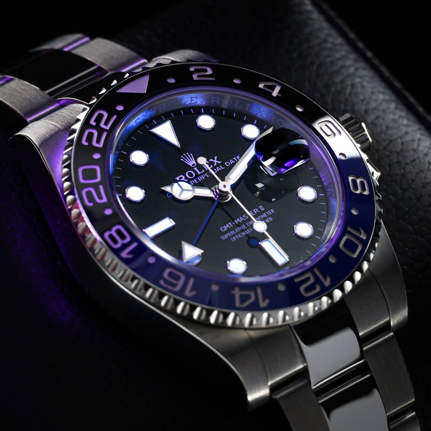 Rolex GMT-Master II Silver Oyster Bracelet with Blue and Black Bezel-126710BLNR