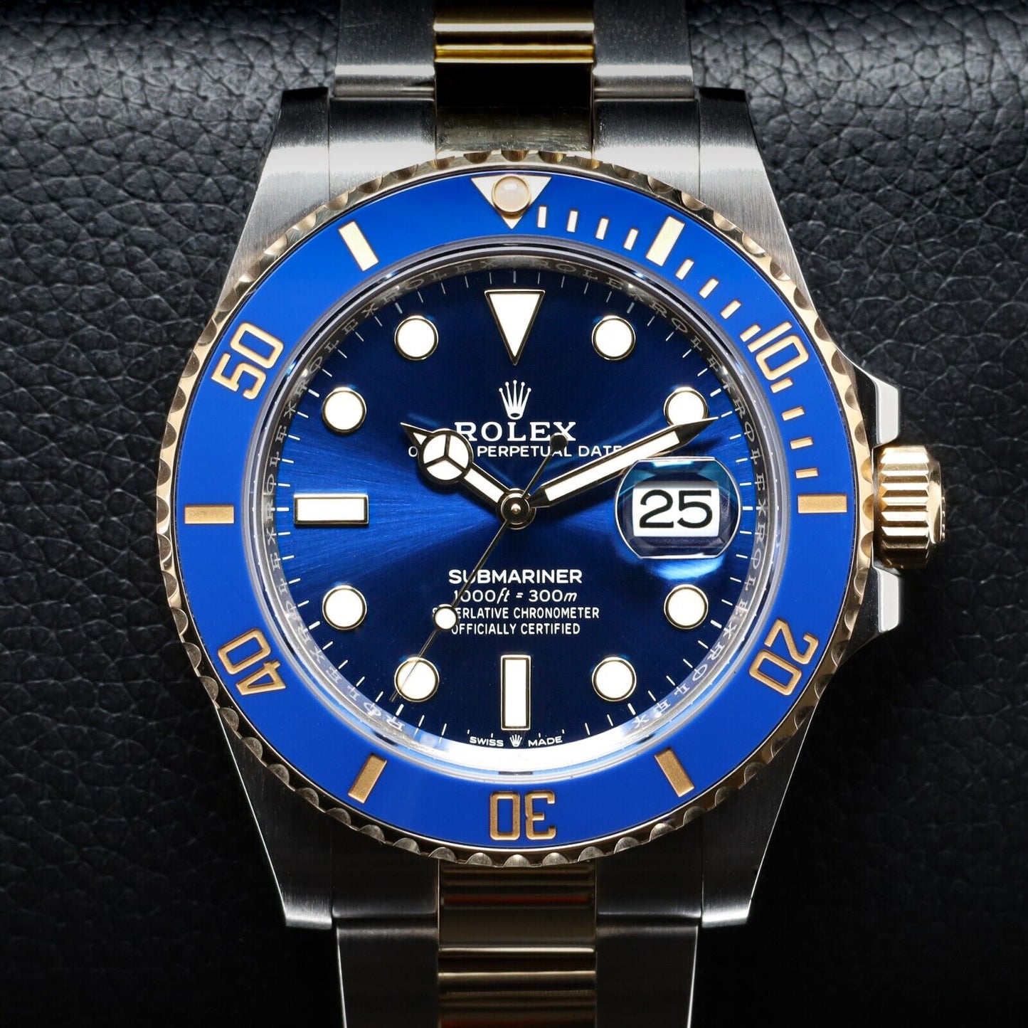 Rolex Submariner Silver and Gold Oyster Bracelet with Blue Bezel-126613LB