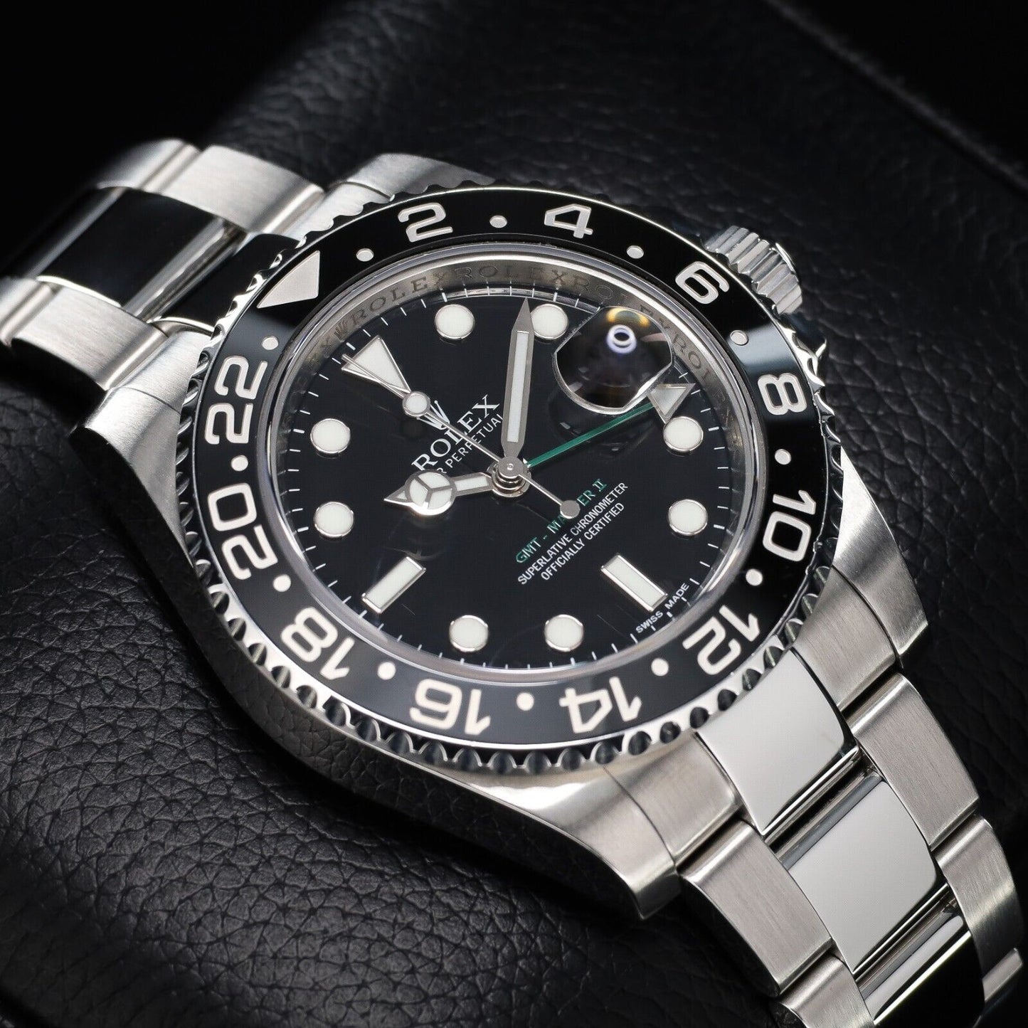 Rolex GMT-Master II Silver Oyster Bracelet with Black Bezel-116710LN