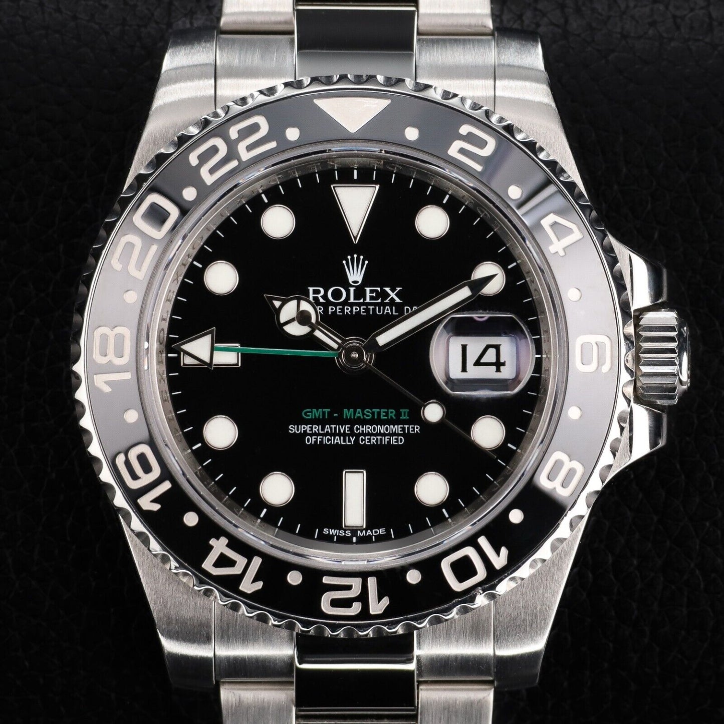 Rolex GMT-Master II Silver Oyster Bracelet with Black Bezel-116710LN