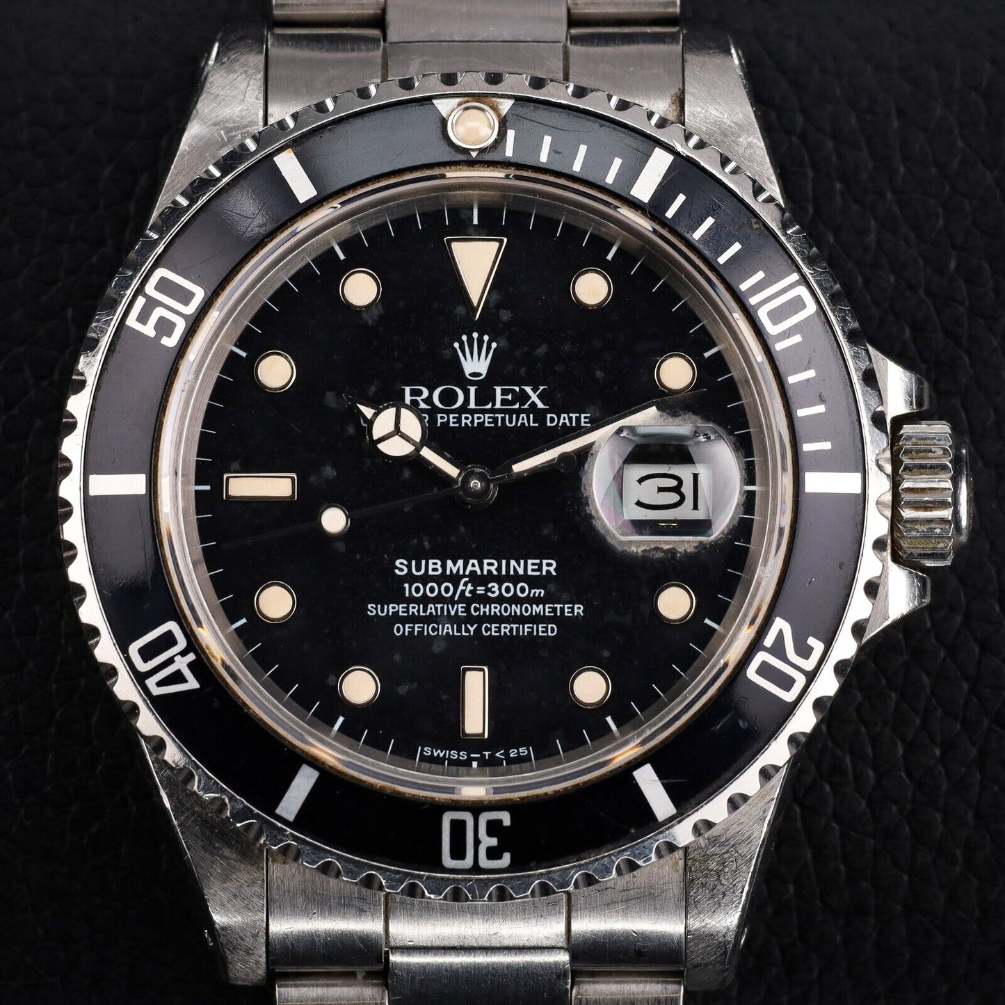 Rolex Submariner Silver Oyster Bracelet with Black Bezel-16800