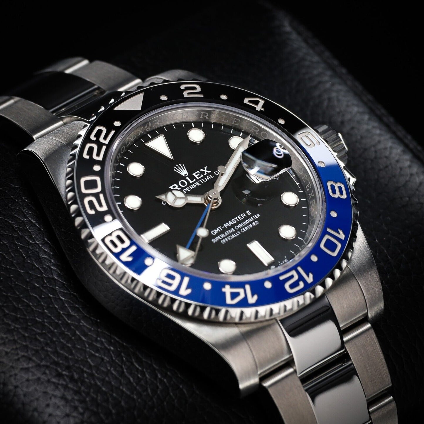 Rolex GMT-Master II Silver Oyster Bracelet with Blue and Black Bezel-126710BLNR