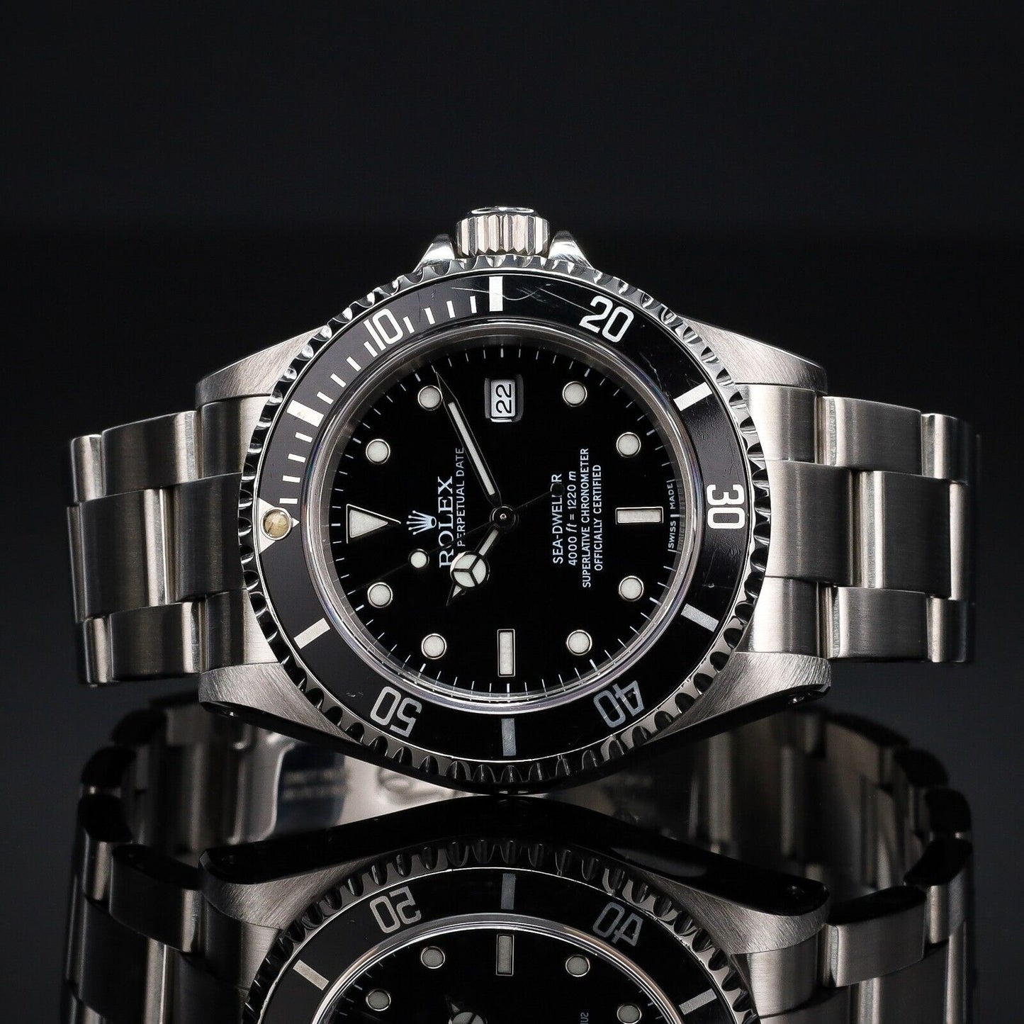 Rolex Sea-Dweller Silver Oyster Bracelet with Black Bezel- 16600