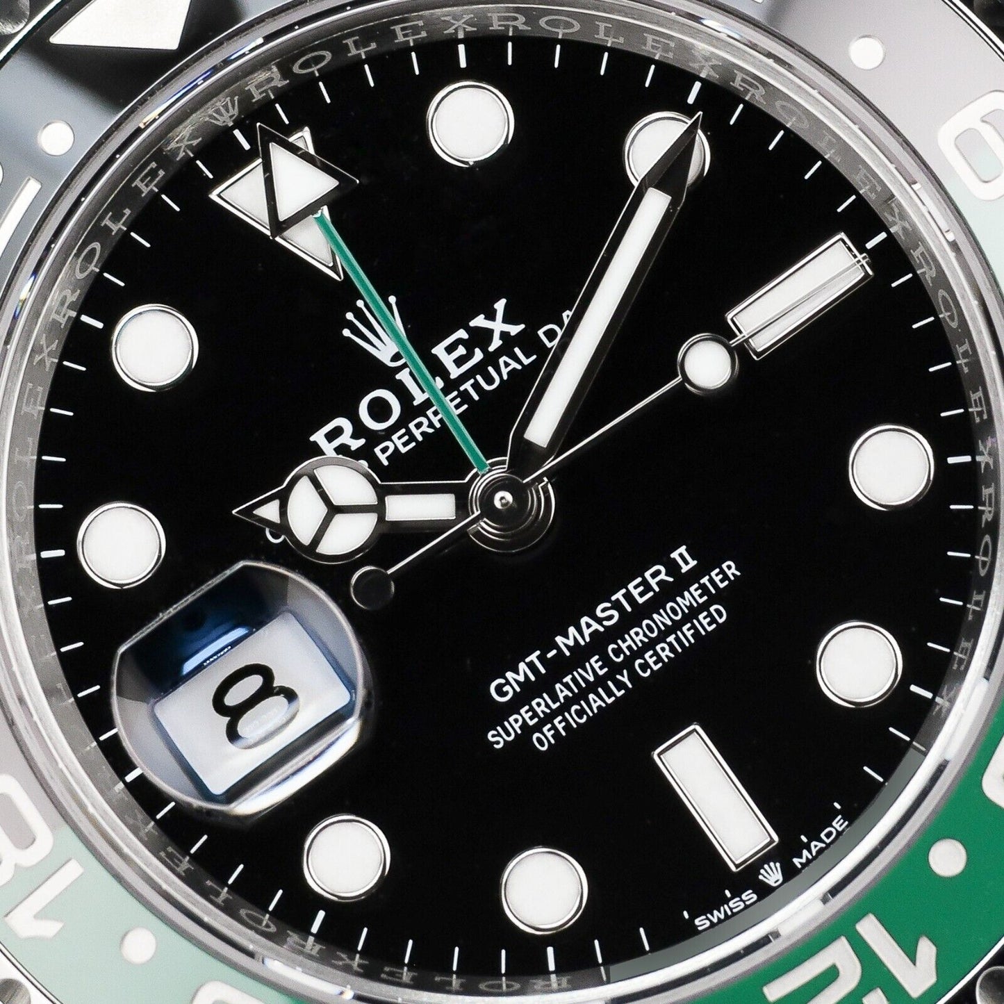 Rolex GMT-Master II Silver Oyster Bracelet with Black and Green Bezel 126720VTNR