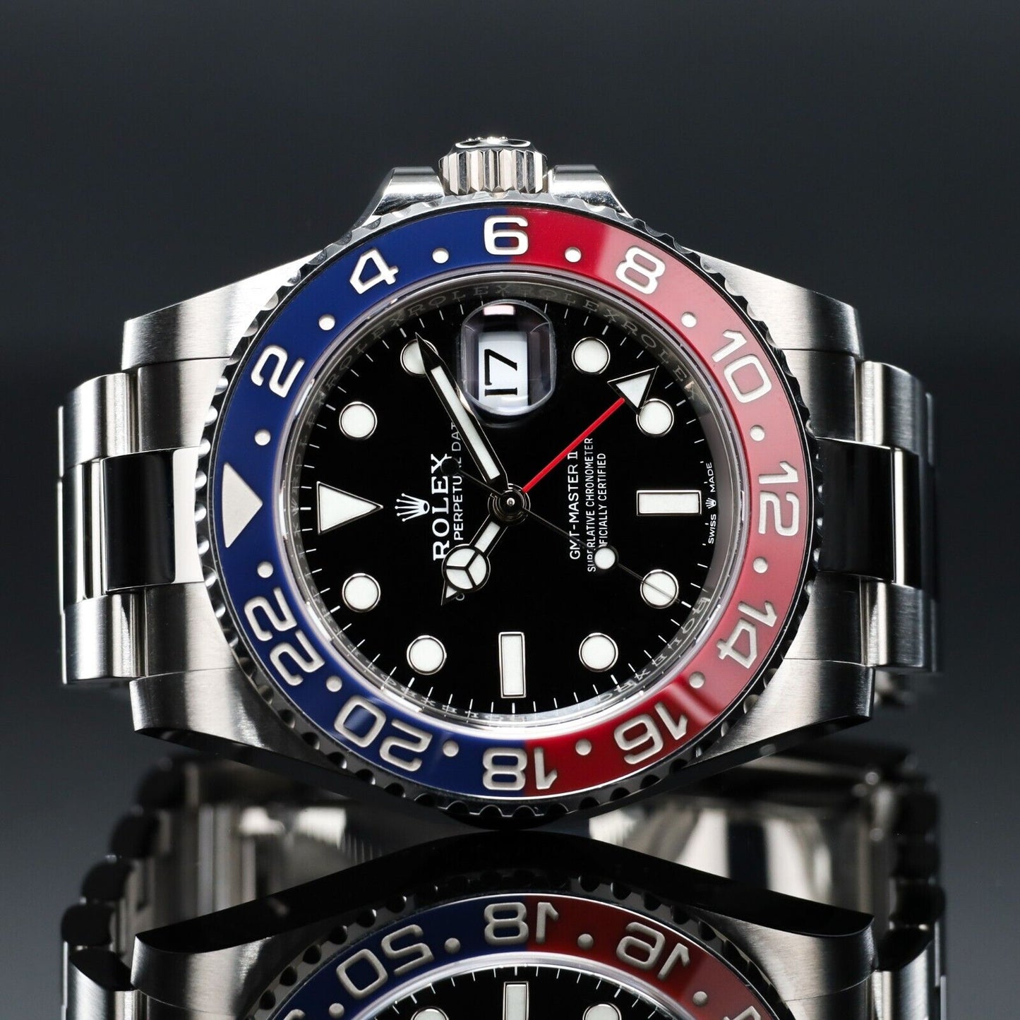 Rolex GMT-Master II Silver Bracelet with Red and Blue Bezel "pepsi"-126710BLRO