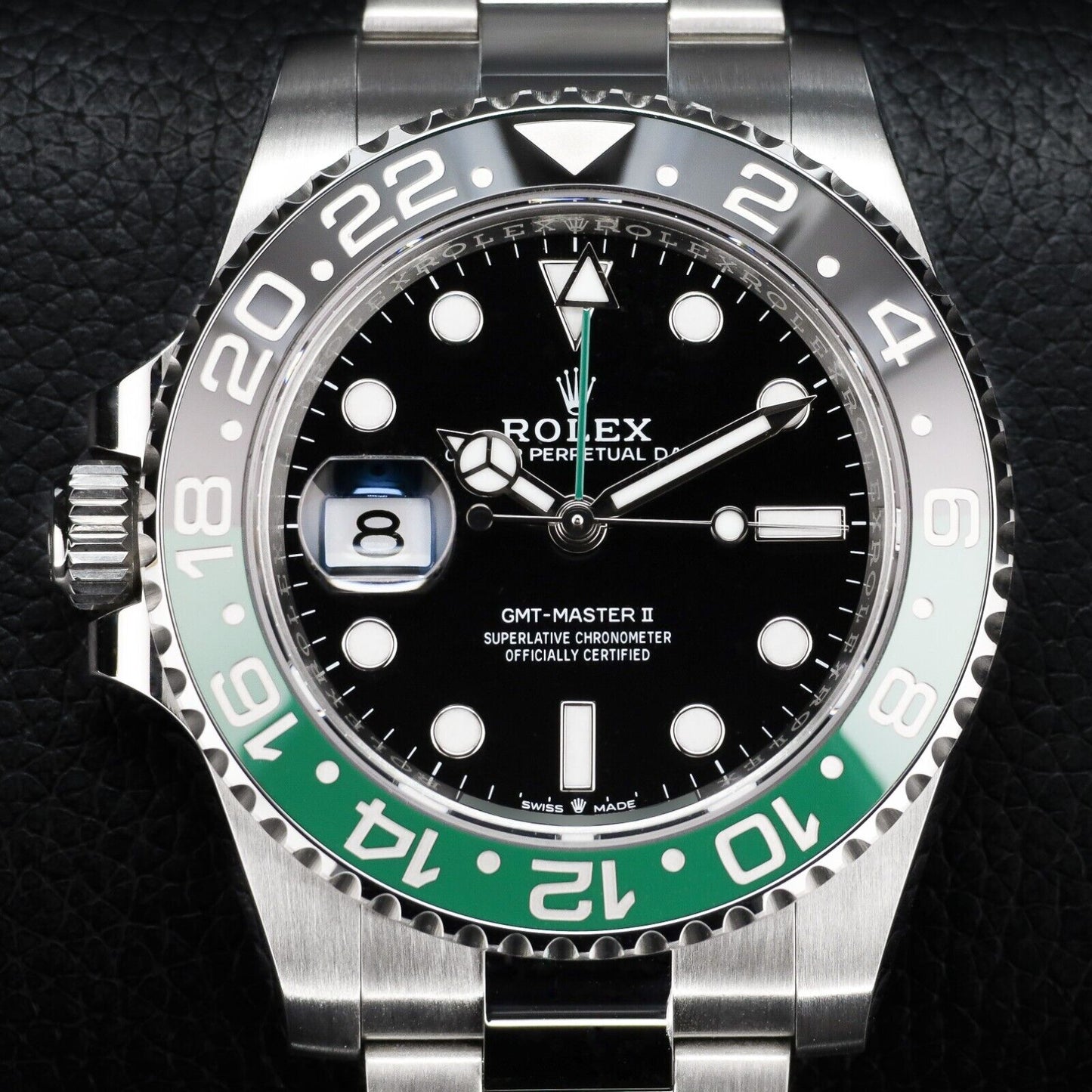 Rolex GMT-Master II Silver Oyster Bracelet with Black and Green Bezel 126720VTNR