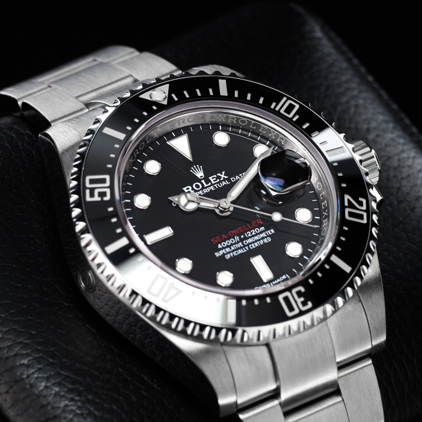 Rolex Sea-Dweller Silver Oyster Bracelet with Black Bezel-126600