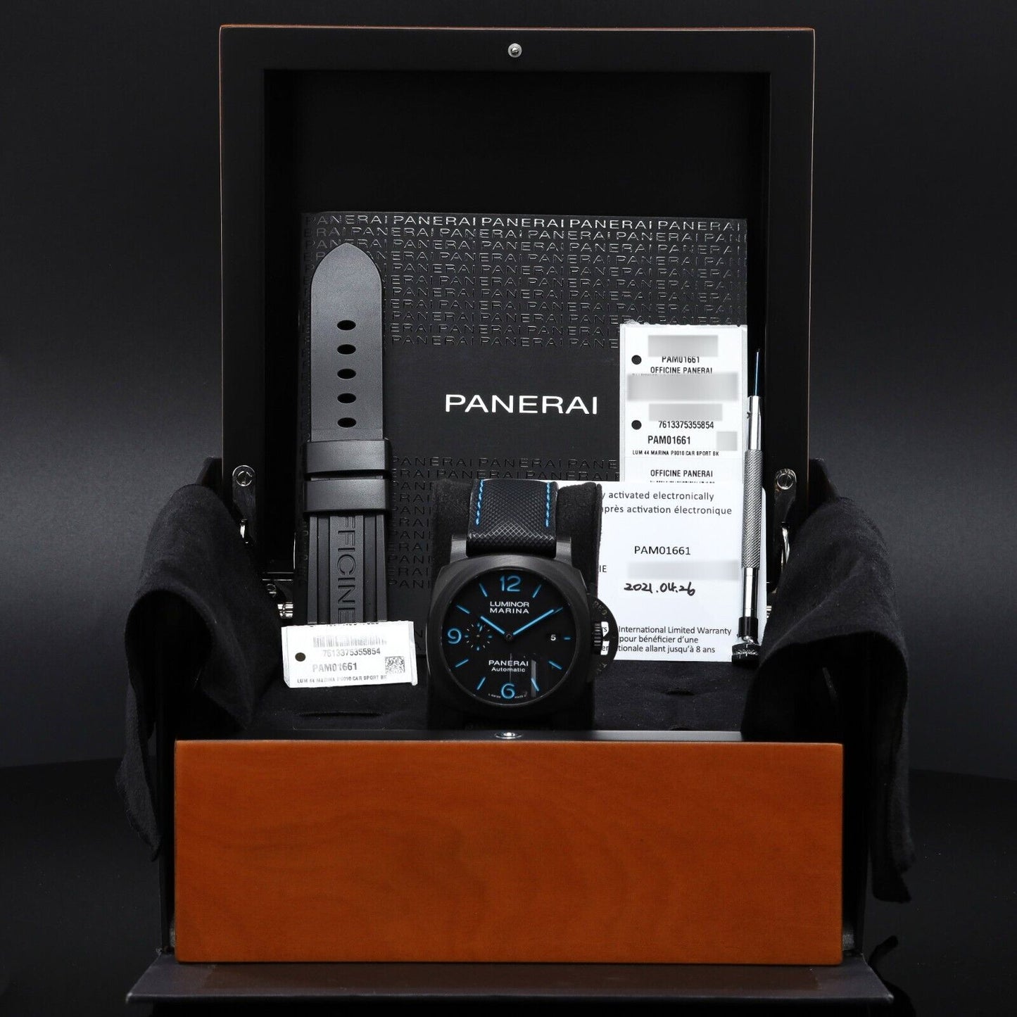 Panerai Luminor Marina 44mm Men's Carbon Black Watch - PAM01661