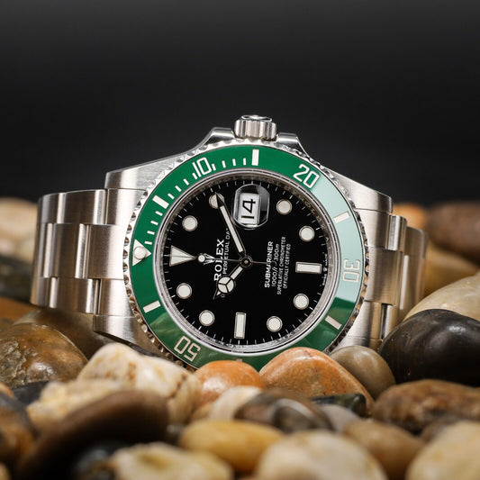 Rolex Submariner Silver Oyster Bracelet with Green Bezel "Starbucks"- 126610LV