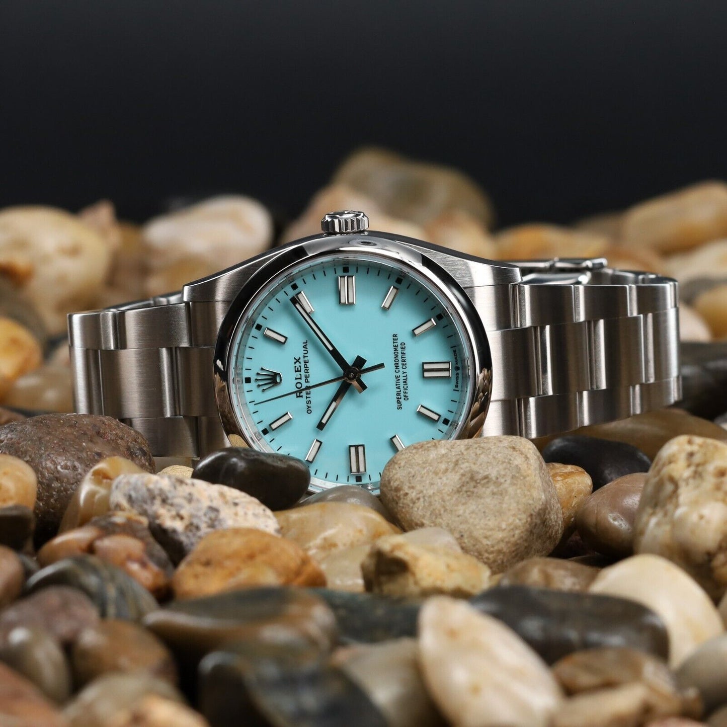 Rolex Oyster Perpetual Silver Oyster Bracelet with Tiffany Dial-126000