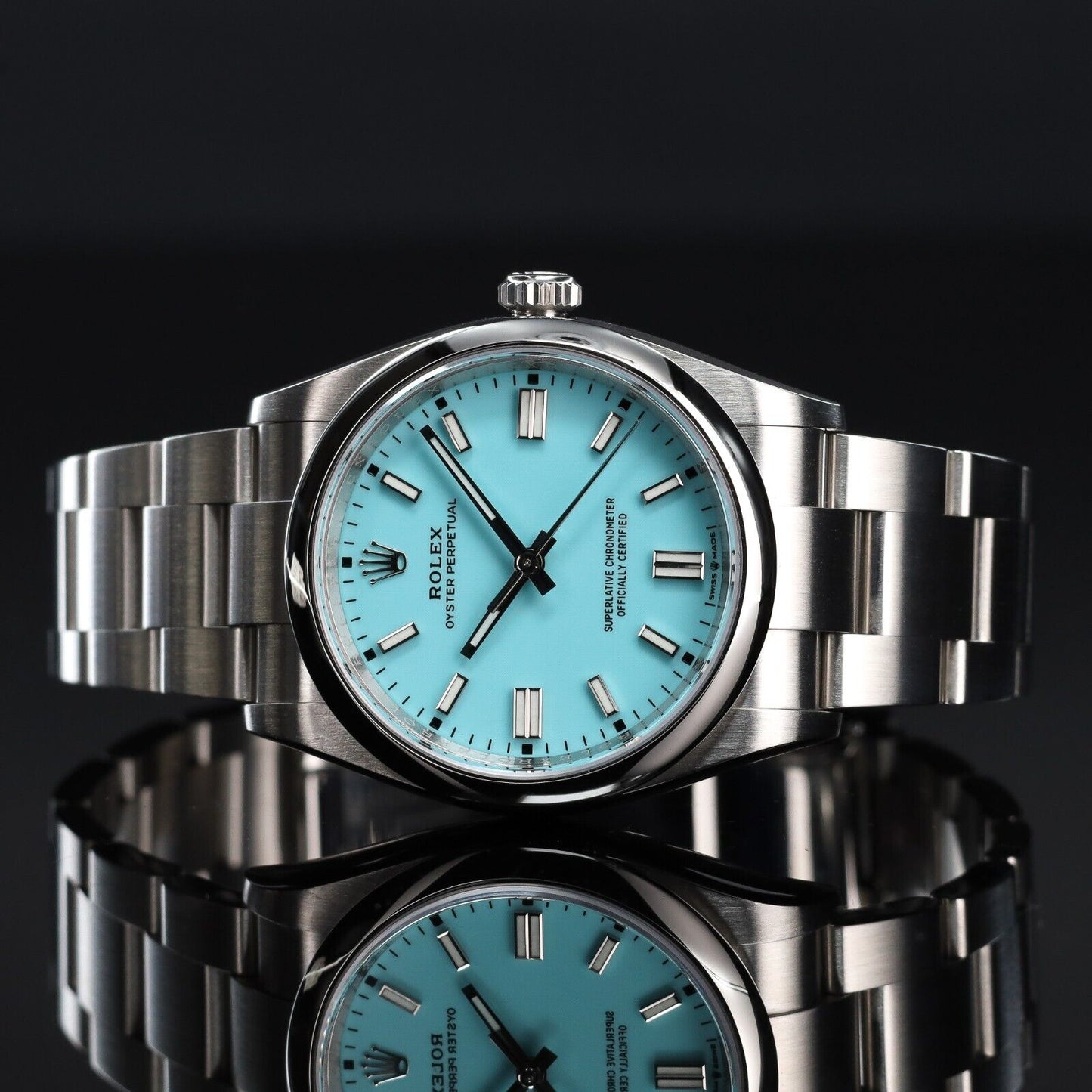 Rolex Oyster Perpetual Silver Oyster Bracelet with Tiffany Dial-126000