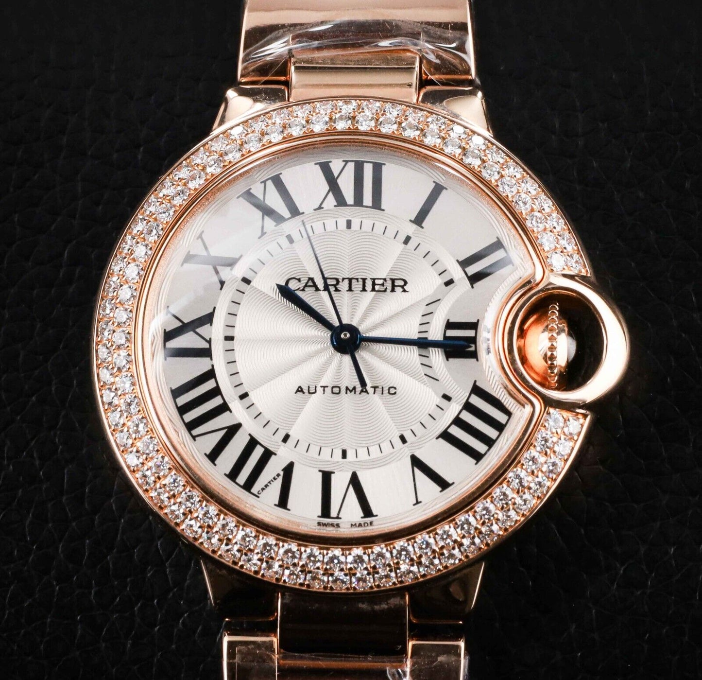 Cartier Ballon Bleu 33mm Rose Gold Diamond Womens Watch -WE902034