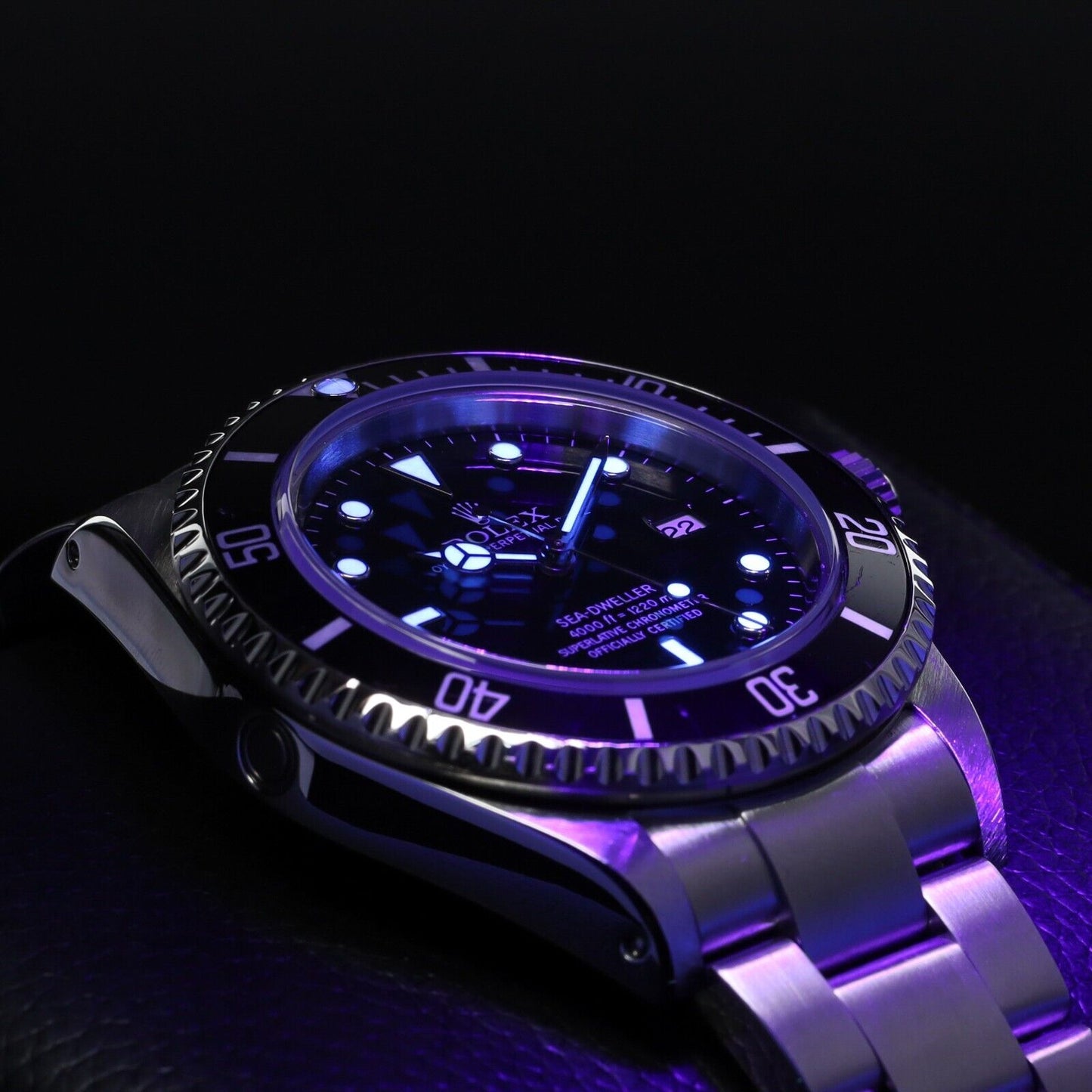 Rolex Sea-Dweller Silver Oyster Bracelet with Black Bezel- 16600