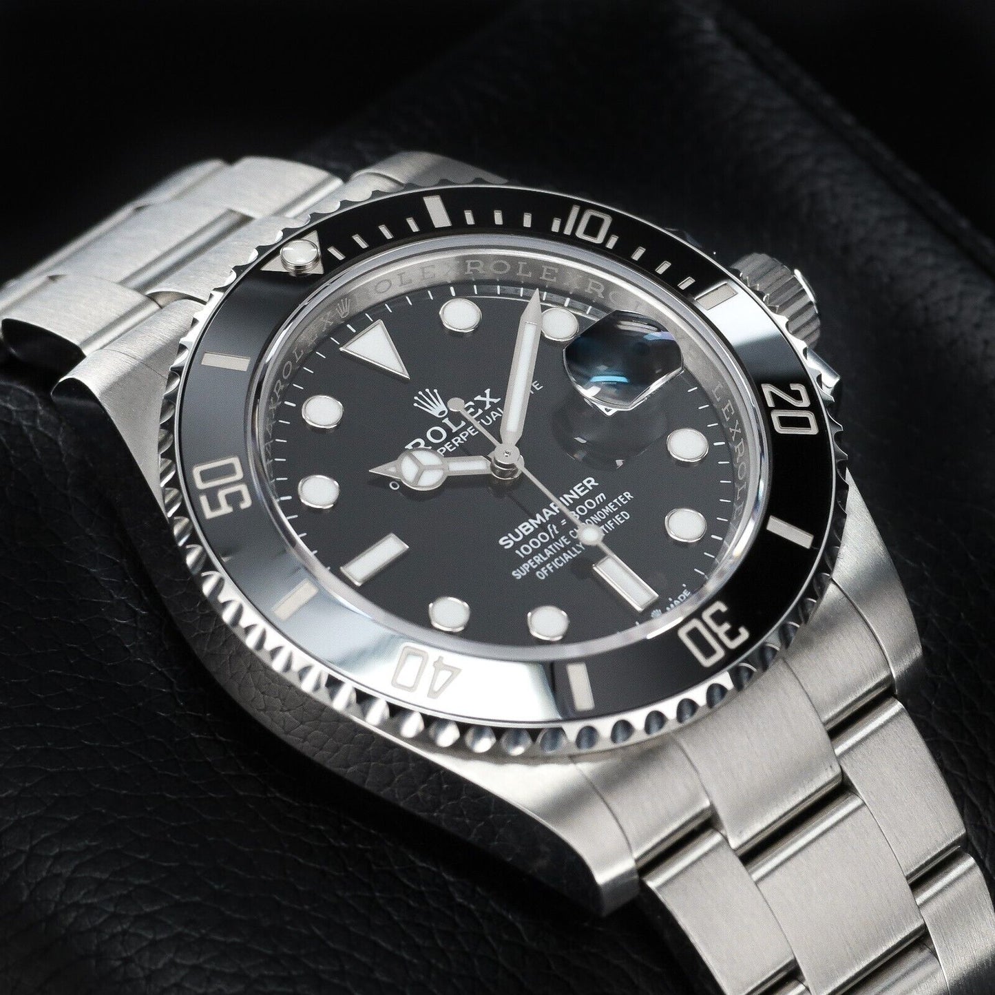 Rolex Submariner Silver Oyster Bracelet with Black Bezel-126610LN