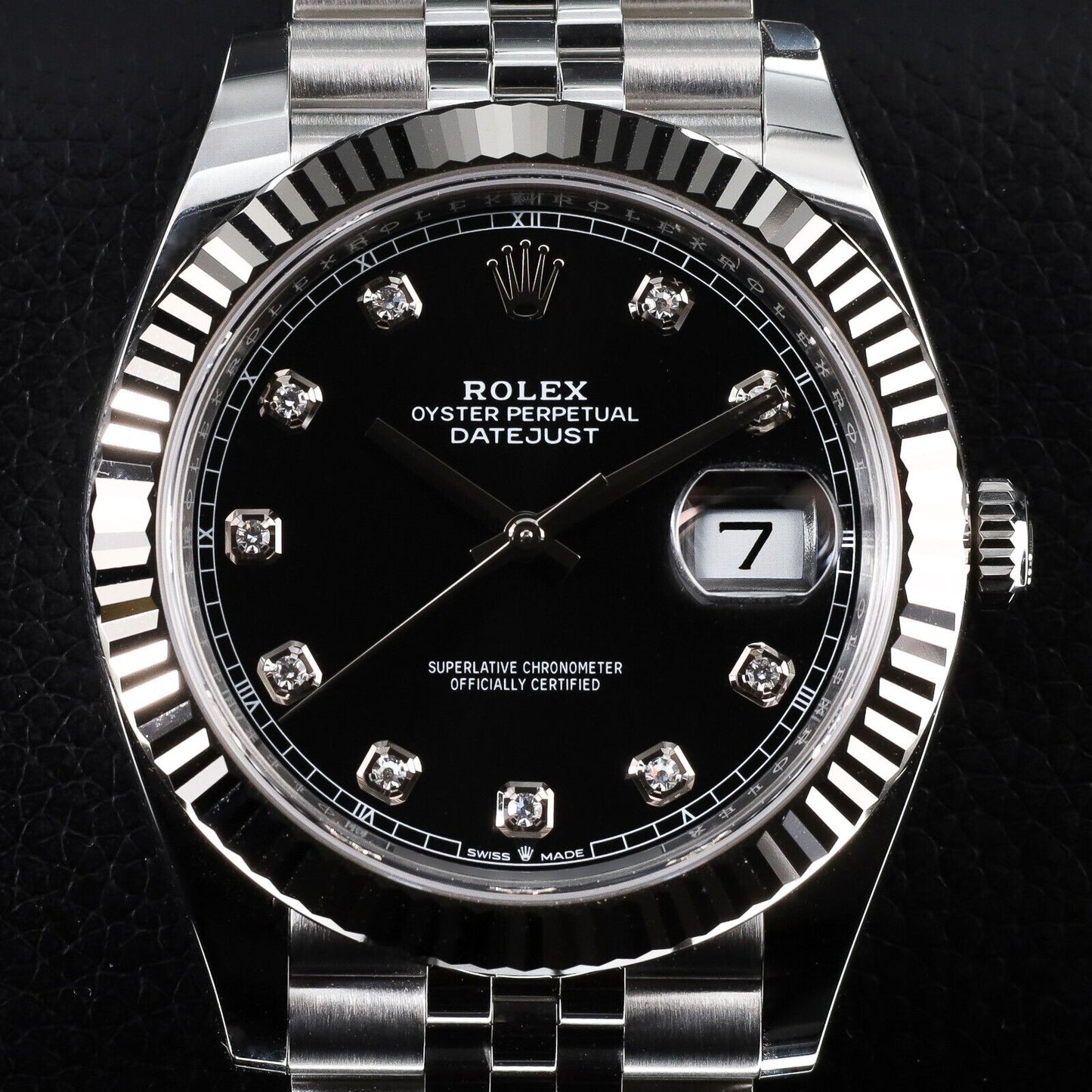 Rolex Datejust Silver Jubilee Bracelet with Black Dial-126334