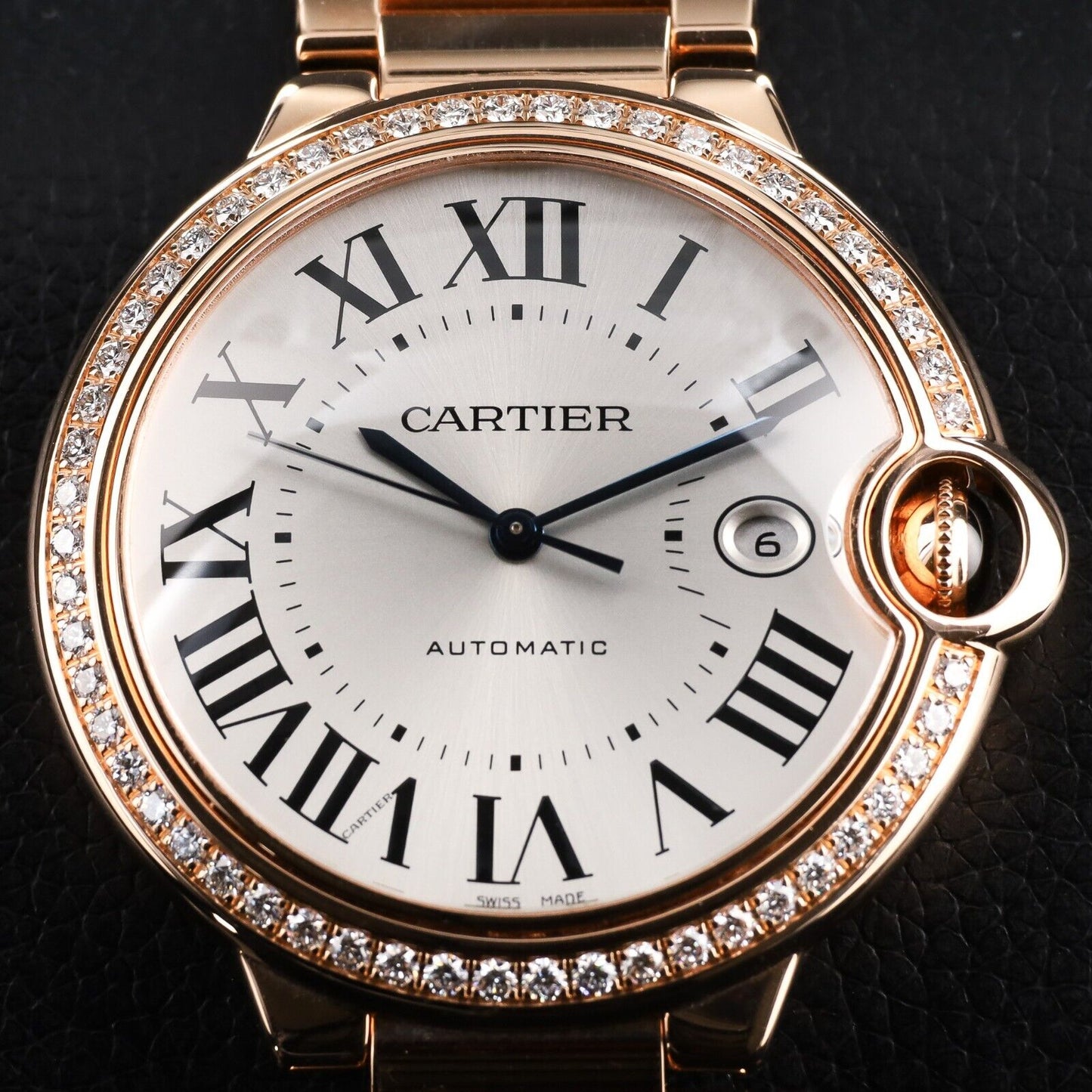 Cartier Ballon Bleu Rose Gold Diamond Bezel 42mm White Dial-WJBB0038