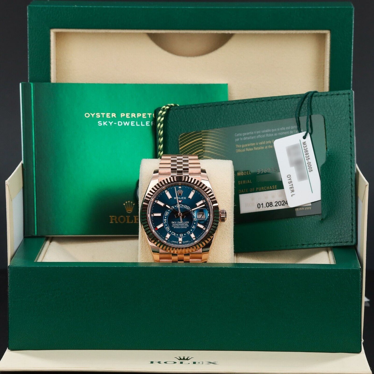 Rolex Sky-Dweller NEW Blue Dial Rose Gold Jubilee Bracelet 42mm-336935