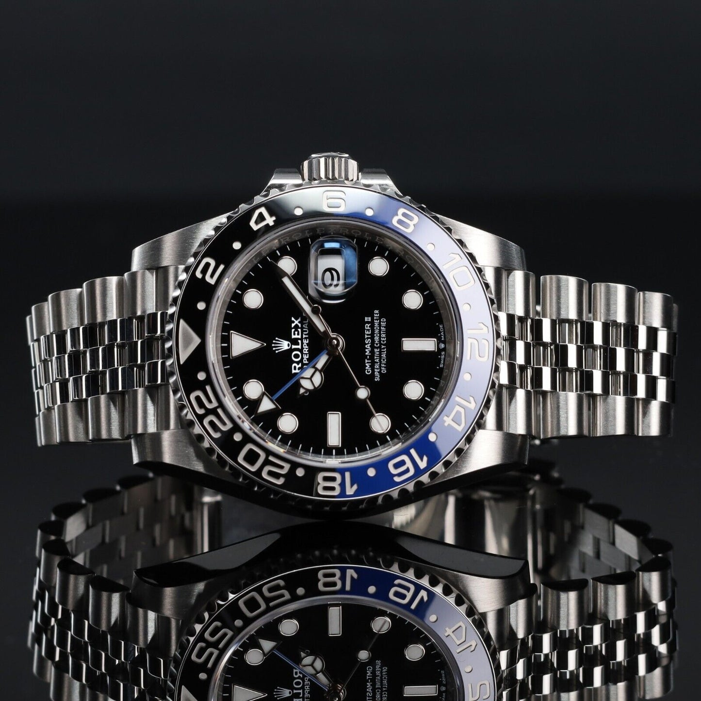 Rolex GMT-Master II Silver Jubilee Bracelet with Blue and Black Bezel-126710BLNR