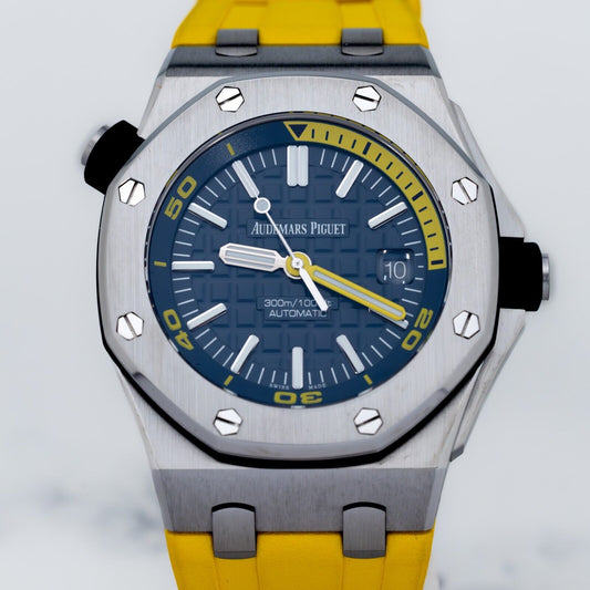 Audemars Piguet Royal Oak Offshore Dive Blue Men's Black Rubber Strap Watch -...