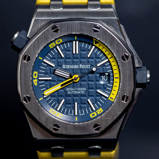 Audemars Piguet Royal Oak Offshore Blue Men's Black Rubber Strap Watch -...