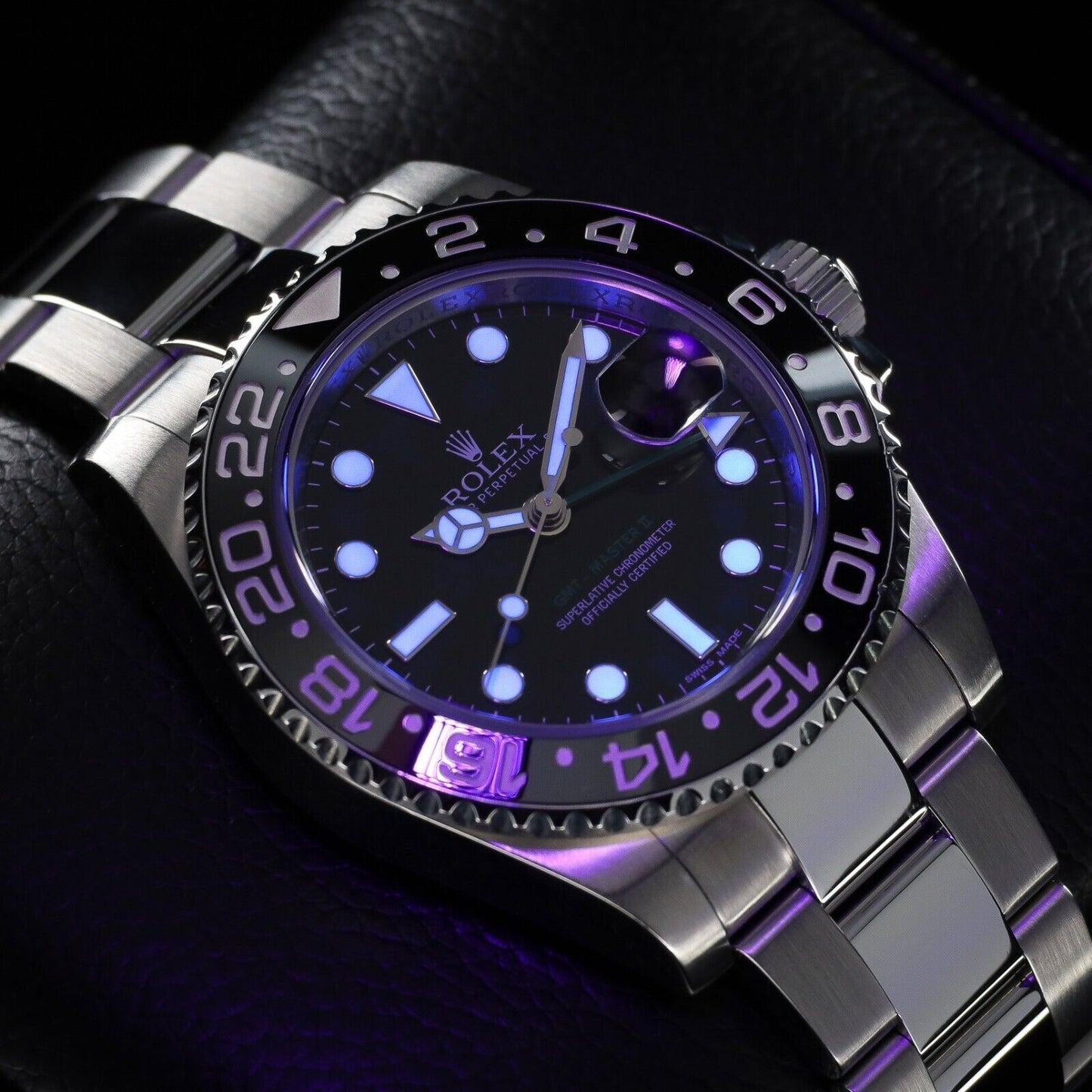 Rolex GMT-Master II Silver Oyster Bracelet with Black Bezel-116710LN