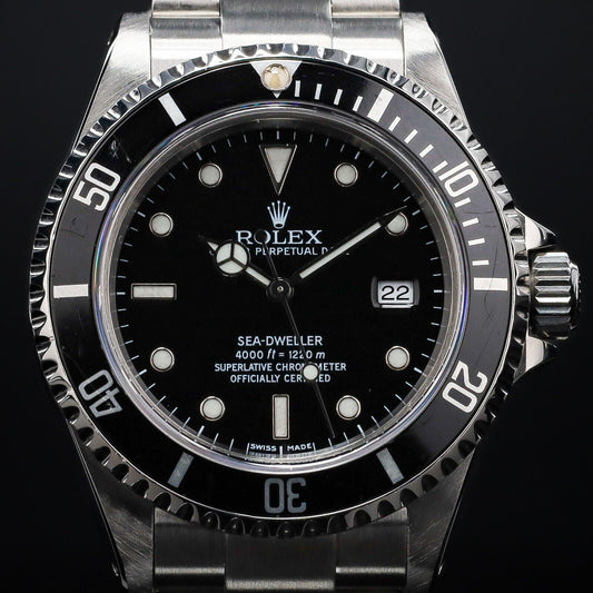 Rolex Sea-Dweller Silver Oyster Bracelet with Black Bezel- 16600