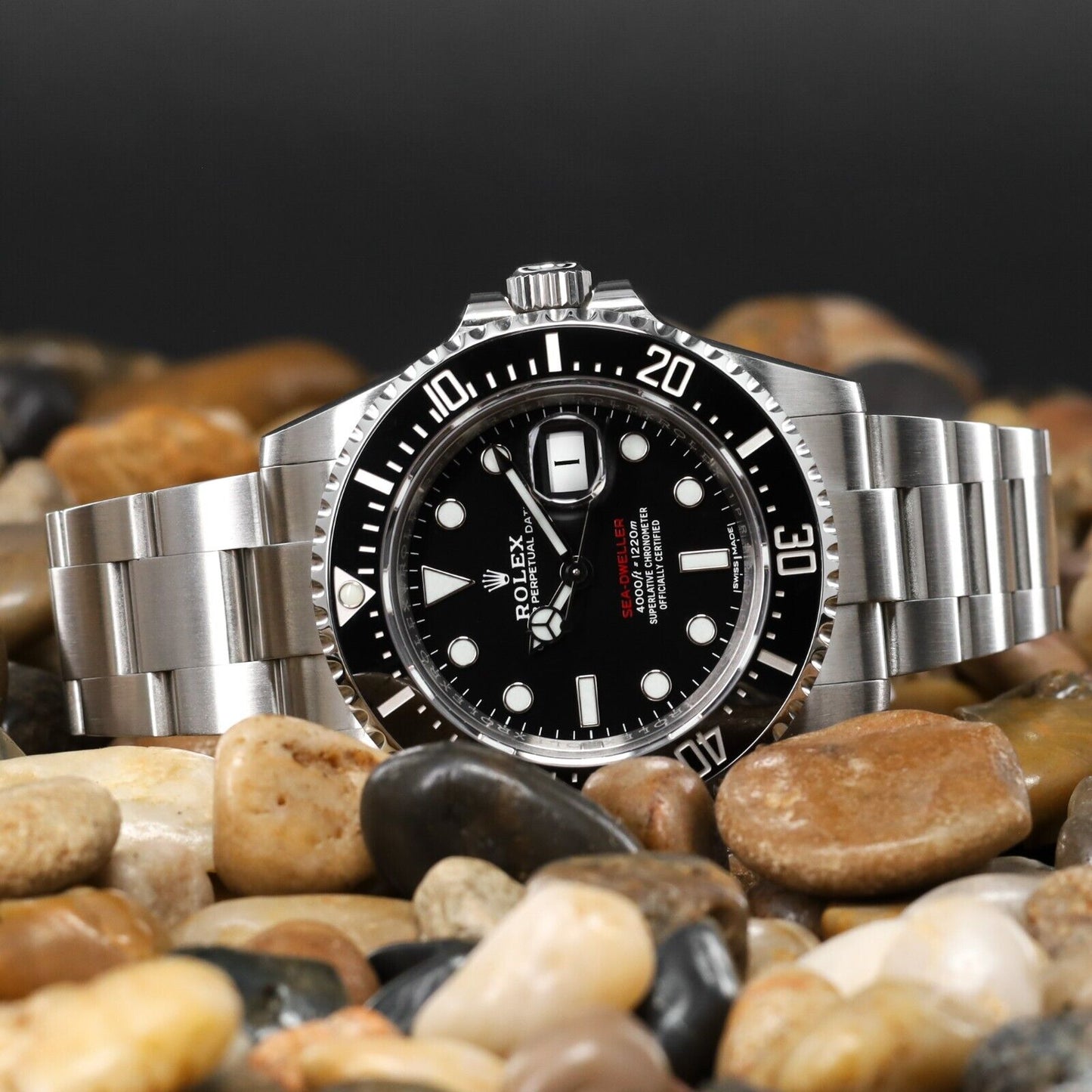 Rolex Sea-Dweller Silver Oyster Bracelet with Black Bezel-126600