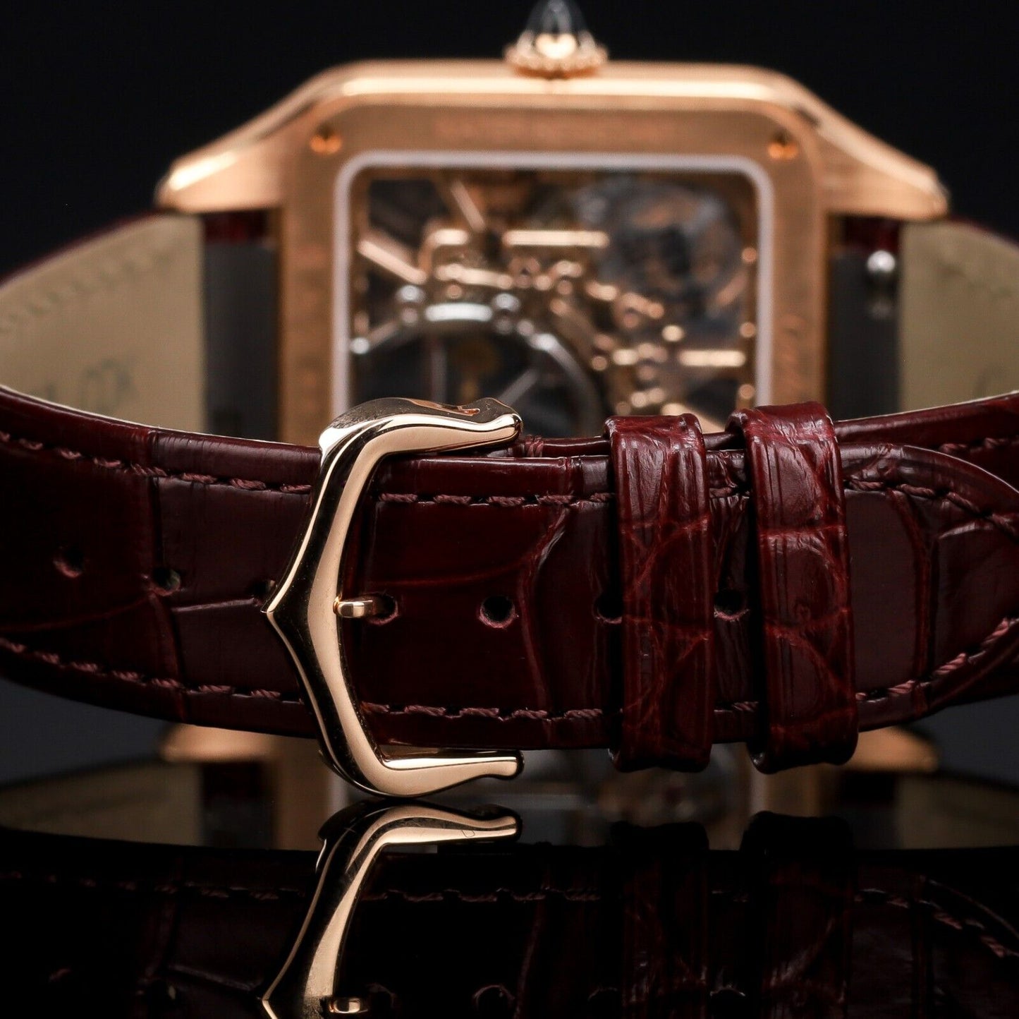 Cartier Santos 41mm Skeleton Micro Rotor Rose Gold -WHA0030