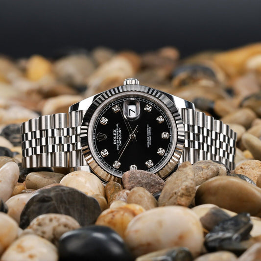 Rolex Datejust Silver Jubilee Bracelet with Black Dial-126334