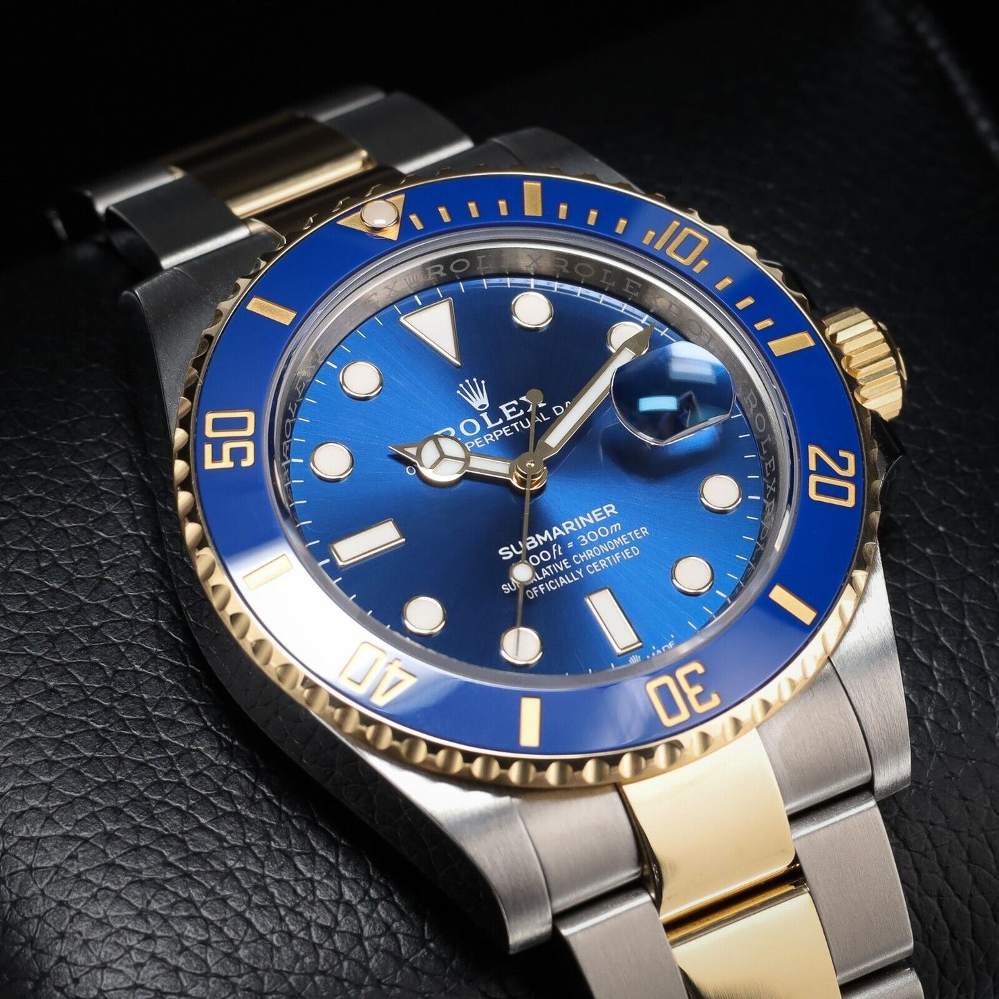 Rolex Submariner Silver and Gold Oyster Bracelet with Blue Bezel-126613LB