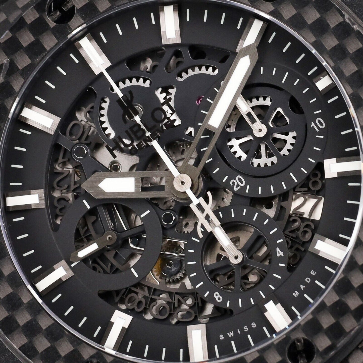 Hublot Aero Bang Carbon Fiber Big Bang Men's Skeleton Dial Watch  311.QX.1124.RX