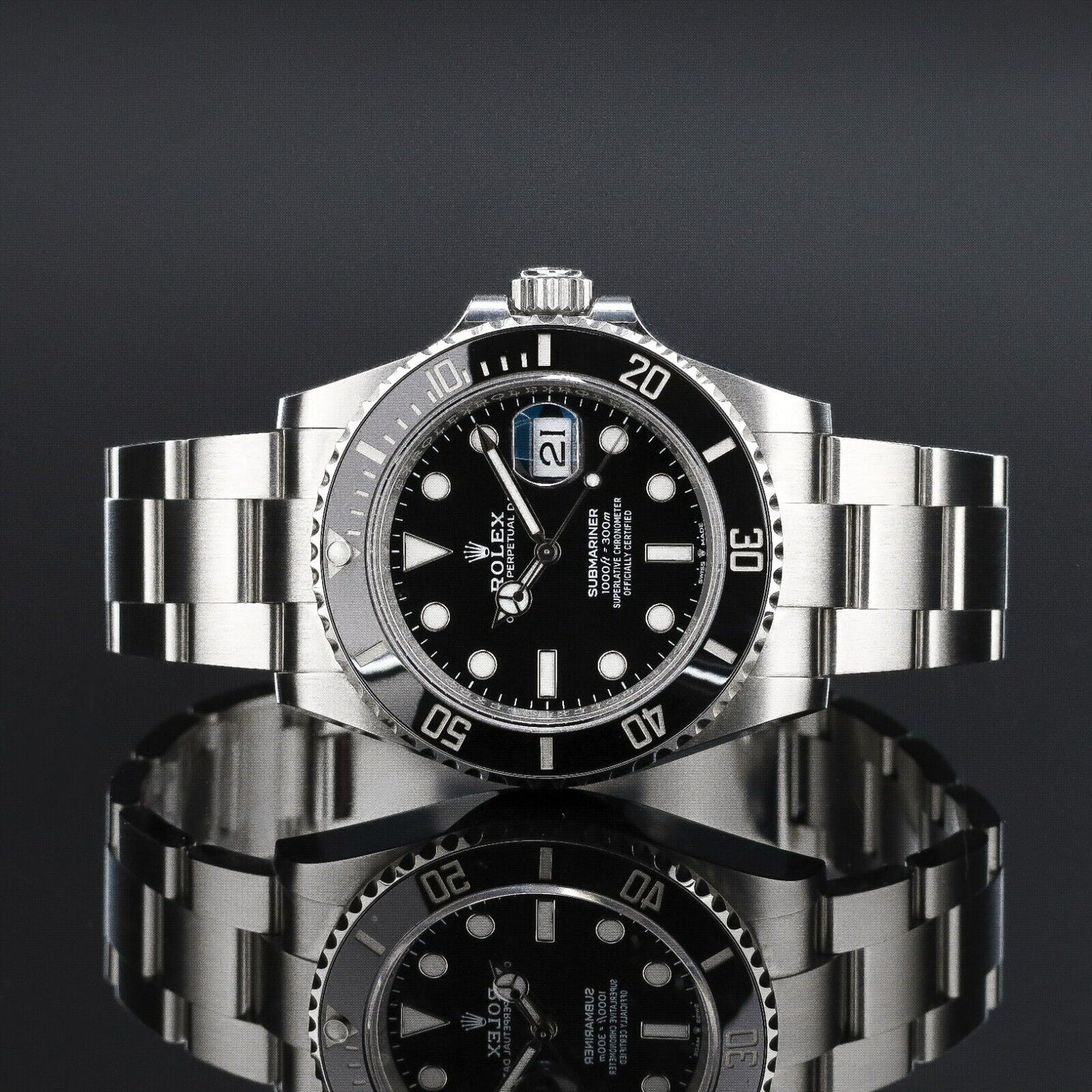 Rolex Submariner Silver Oyster Bracelet with Black Bezel-126610LN